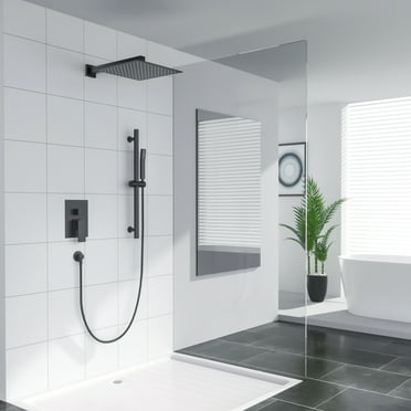 Complete Shower Faucet Set System Ceiling 8" LED Rainfall Head Combo Kit w/Valve 